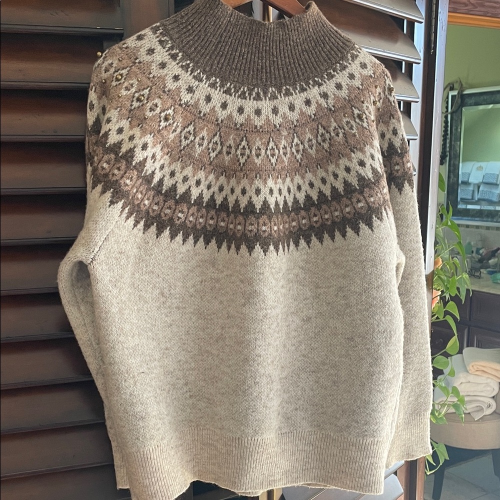 JOIE Cozy Fair Isle Sweater XL Warm Wool Blend - Picture 7 of 7